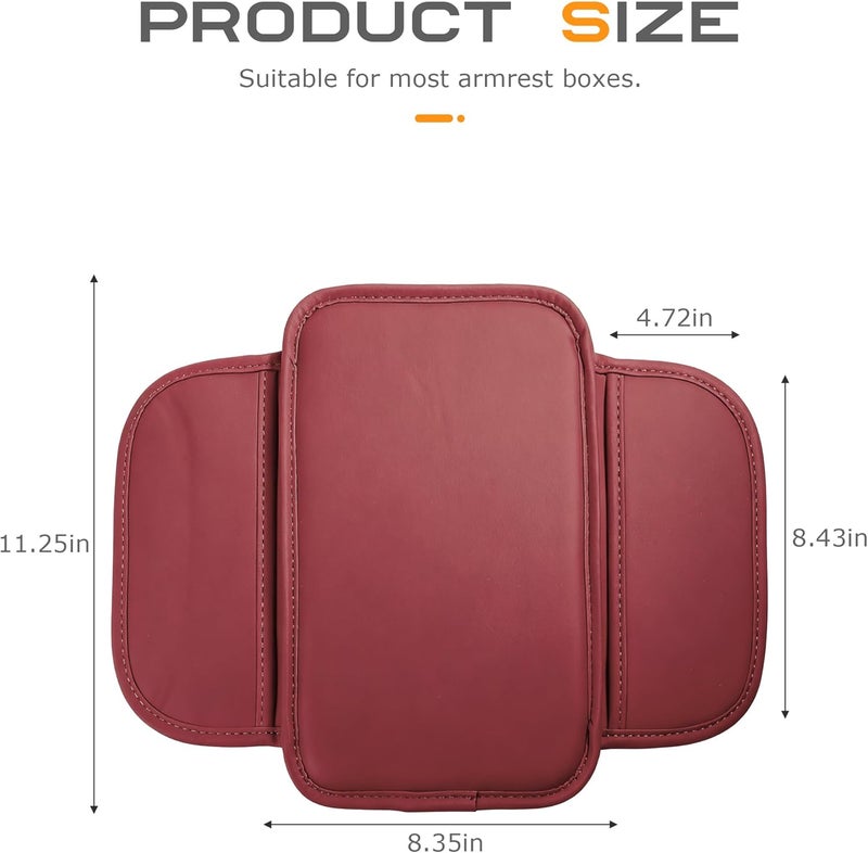 SCUARI Center Console Cover,Arm Rest Cover for Car,Car Accessories Car Center Console Cover,Center Console Cover with Storage Bag,Car Interior Accessories for Most Vehicles Vehicles (Red) - Image 2